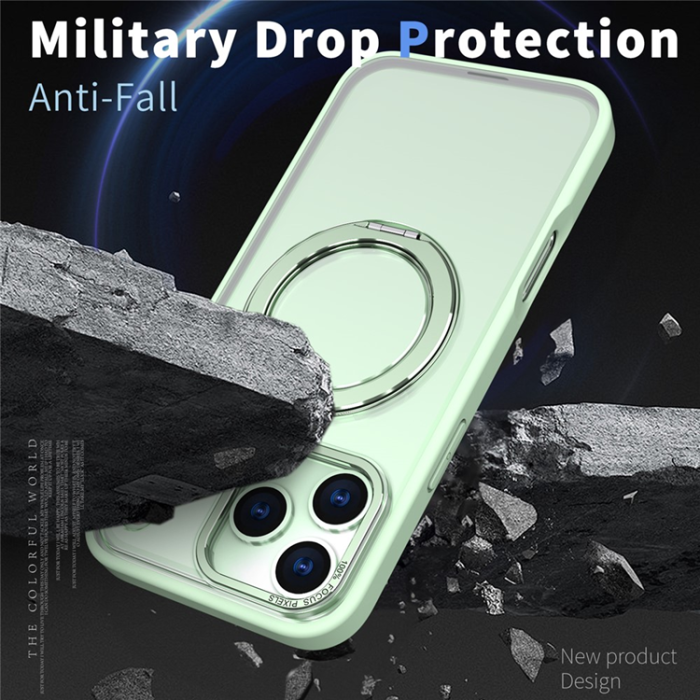 A-One Brand - iPhone 17 Pro Mobilskal Ring Kickstand TPU PC - Grön