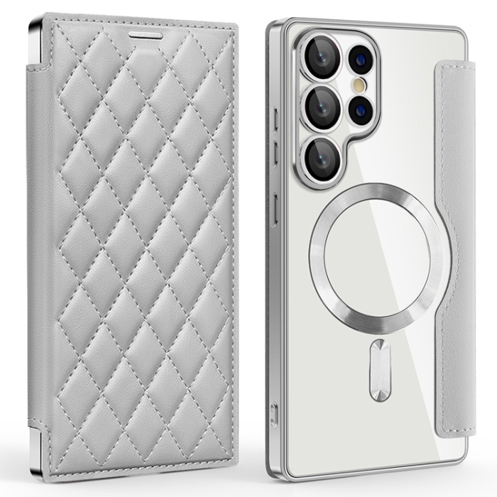 A-One Brand - Galaxy S25 Ultra Plånboksfodral MagSafe Rhombus Läder - 
