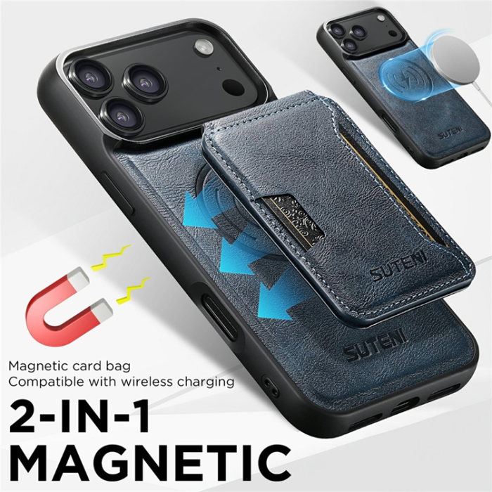 SUTENI - SUTENI iPhone 17 Pro Mobilskal MagSafe Cowhide M3 - Blå