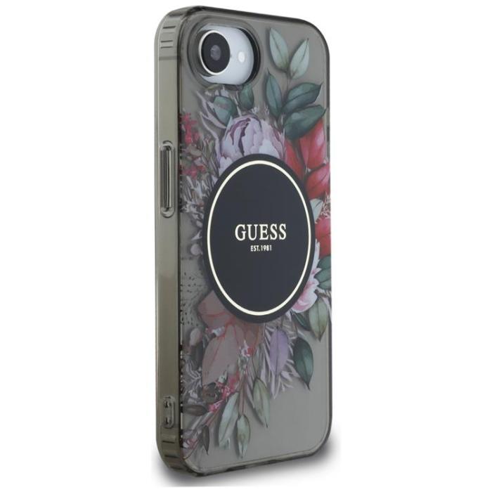 Guess - Guess iPhone 16e Mobilskal MagSafe IML Flowers - Svart