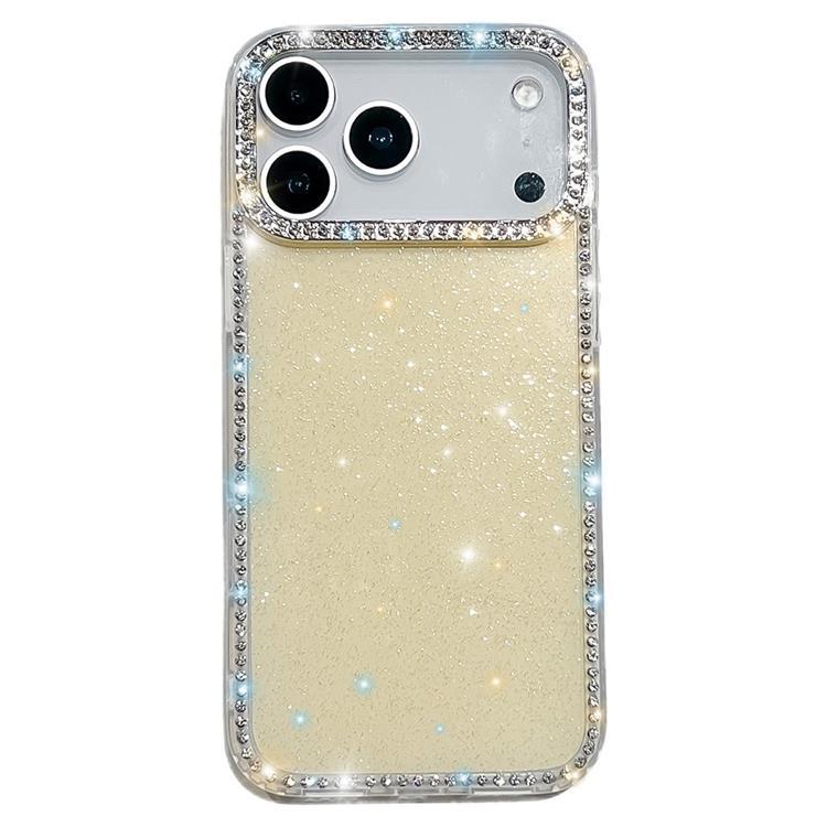 iPhone 17 Pro Max Mobilskal Rhinestone Edge - Glitter Ljusgul | 2353 | AlltMobil