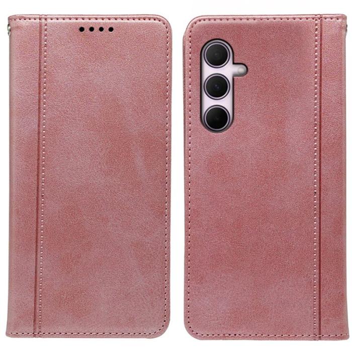 OEM - Samsung Galaxy S26 Plus Skal Äkta Läder Med Magnetisk Stängning - Roséguld