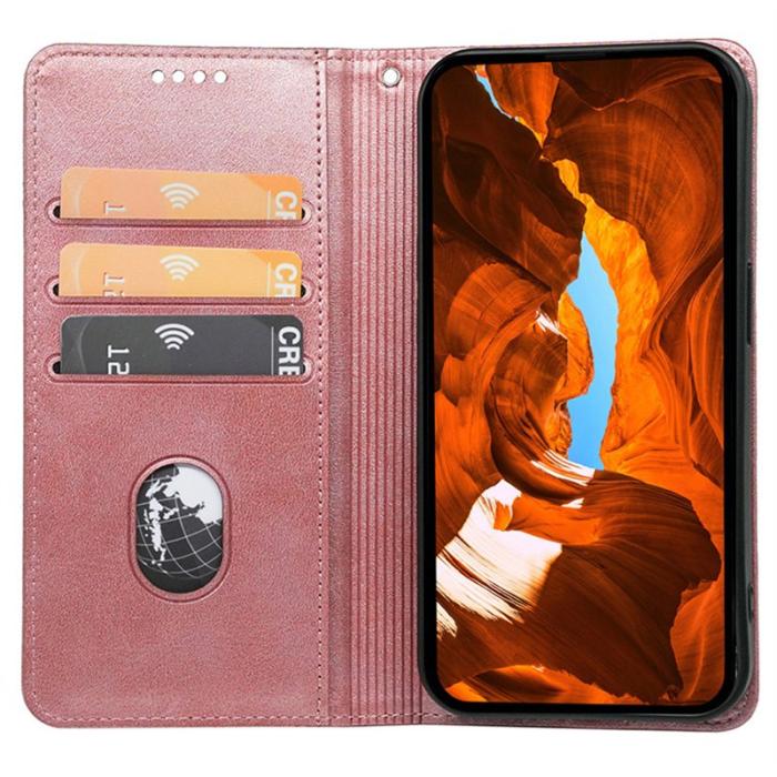 OEM - Samsung Galaxy S26 Plus Skal Äkta Läder Med Magnetisk Stängning - Roséguld