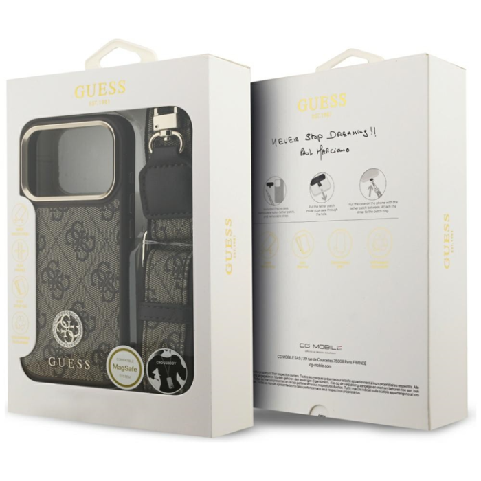 Guess - Guess iPhone 17 Pro Mobilskal MagSafe 4G Strass Logo & Big Strap