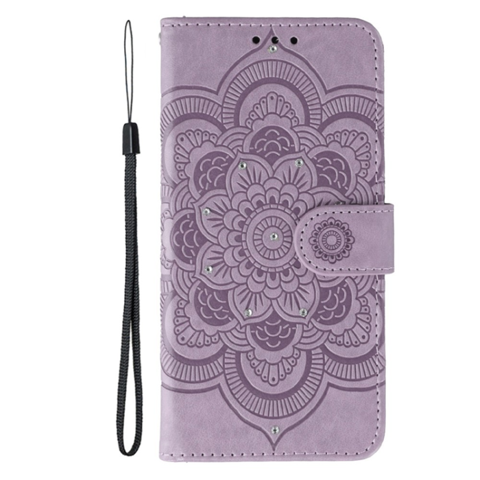 A-One Brand - OnePlus 15 5G Konstläder Plånboksfodral Mandala Imprint Rhinestone - Lila