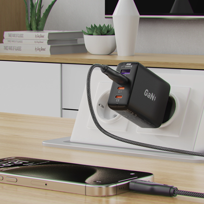Acefast - Acefast USB-C till USB-A kabel 3A 1.2m C8-04 - Svart