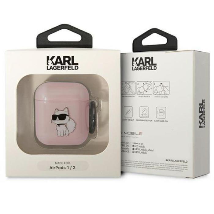 KARL LAGERFELD - KARL LAGERFELD AirPods 1/2 Skal Ikonik Choupette - Rosa
