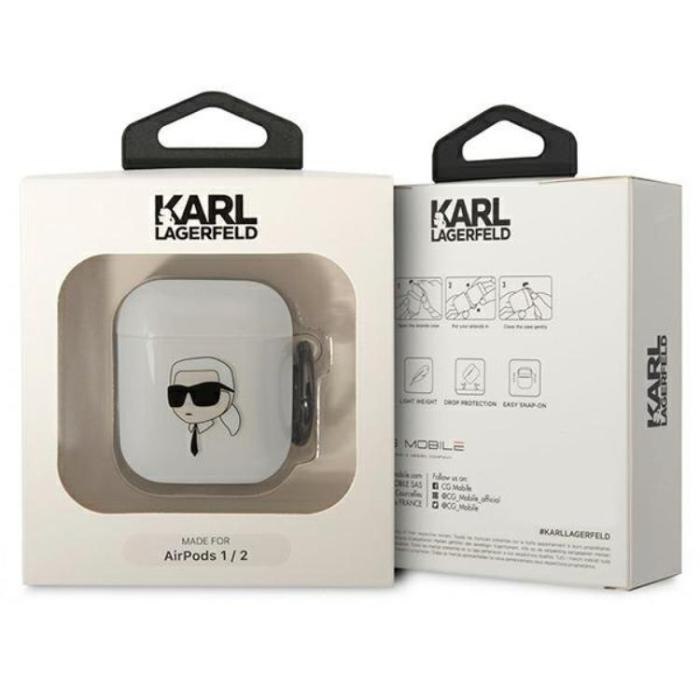 KARL LAGERFELD - KARL LAGERFELD AirPods 1/2 Skal Karl`s Head - Clear