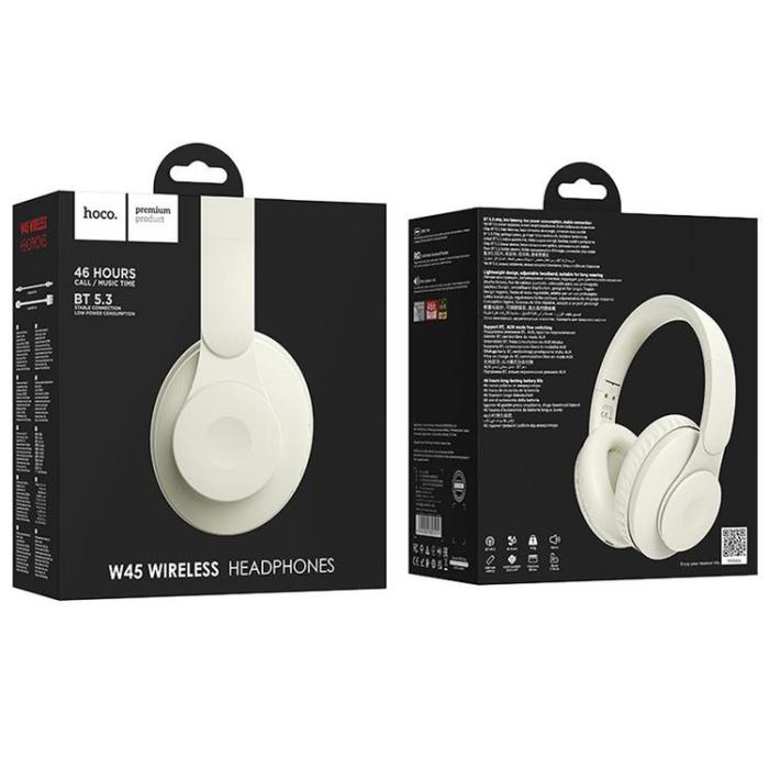 Hoco - Hoco Over-Ear Hörlurar Trådlösa Bluetooth W45 - Milky Vit
