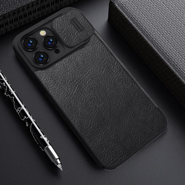 Nillkin - Nillkin iPhone 14 Pro Max Plånboksfodral QinPro Läder - Svart
