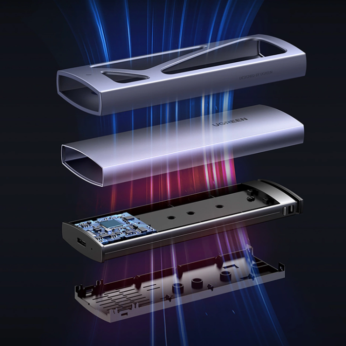 Ugreen - Ugreen Skivhus för 10 Gbps-enhet M.2 NVMe Med USB-C / USB-A Kablar - Svart