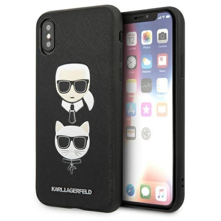 Karl Lagerfeld iPhone XS Max Skal Saffiano Ikonik Karl & Choupette Head | 2353 | AlltMobil