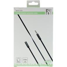 UTGATT5 - DELTACO ljudkabel, 3,5mm hane till 3,5mm hona, 0,5m, svart