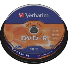 UTGATT5 - Verbatim DVD-R, 16x, 4,7GB/120min, 10-pack spindel, AZO