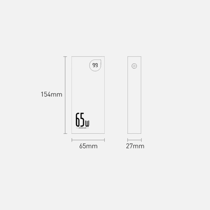 BASEUS - Baseus Powerbank 20000mAh 65W Adaman QC 4.0 - Svart