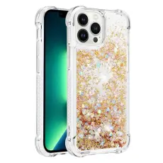 OEM - iPhone 14 Pro Max Skal Liquid Floating Glitter - Guld