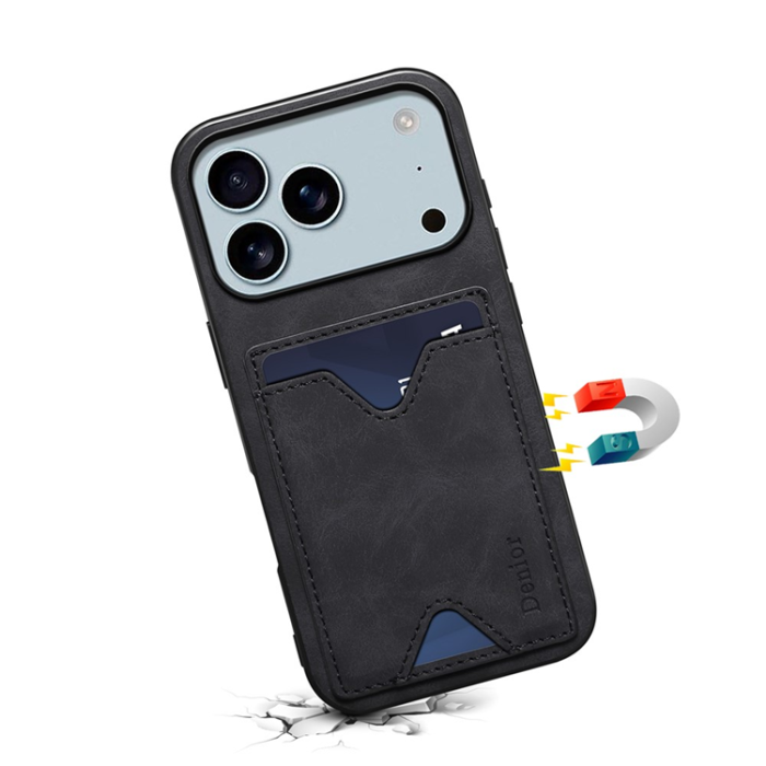DENIOR - DENIOR iPhone 17 Pro Mobilskal Kickstand Korthållare - Svart