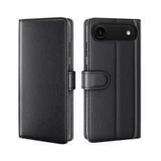 A-One Brand - iPhone 17 Air Plånboksfodral Äkta Läder - Svart