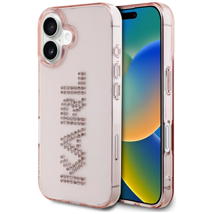 Karl Lagerfeld iPhone 16 Mobilskal Rhinestones Logo - Rosa | 2353 | AlltMobil