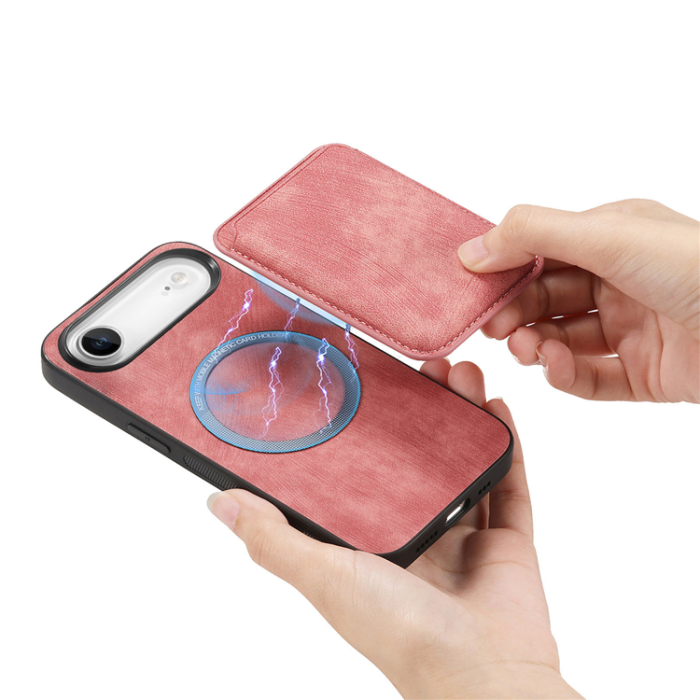 A-One Brand - iPhone Air Mobilskal MagSafe Med Detachable Korthållare - Rosa