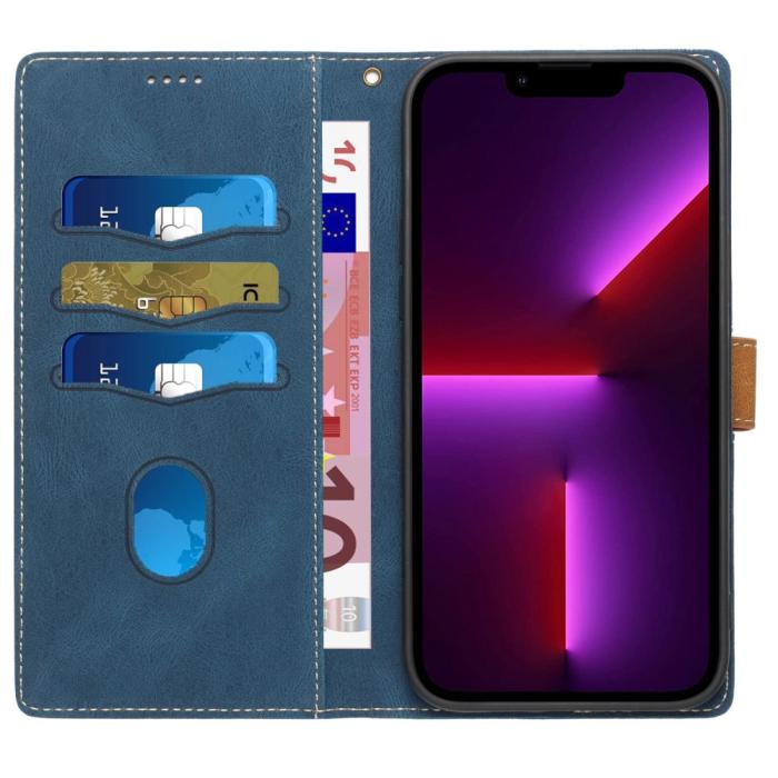 OEM - Splicing Design iPhone 13 Pro Max Plånboksfodral - Blå