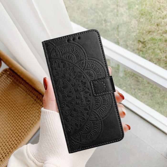OEM - Samsung Galaxy A37 Plånboksfodral Konstläder Mandala Mönster - Svart