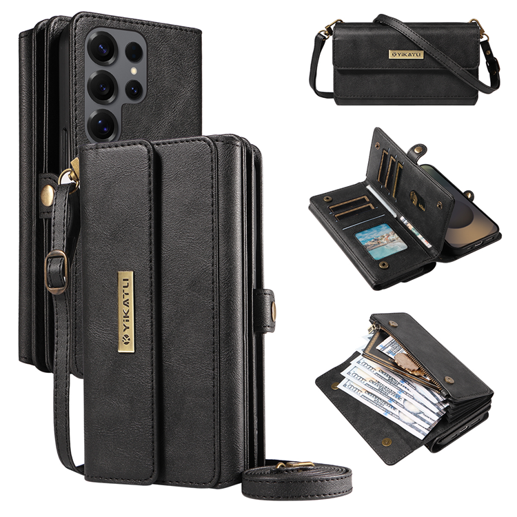 YIKATU Galaxy S25 Ultra Plånboksfodral Zipper Läder - Svart | 2353 | AlltMobil