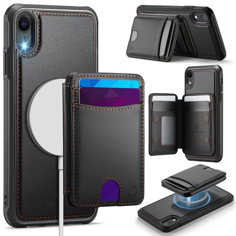JEEHOOD Mobilskal till iPhone XR Konstläder MagSafe med Kortfack - Svart | 2353 | AlltMobil