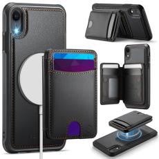 OEM - JEEHOOD Mobilskal till iPhone XR Konstl&auml;der MagSafe med Kortfack - Svart