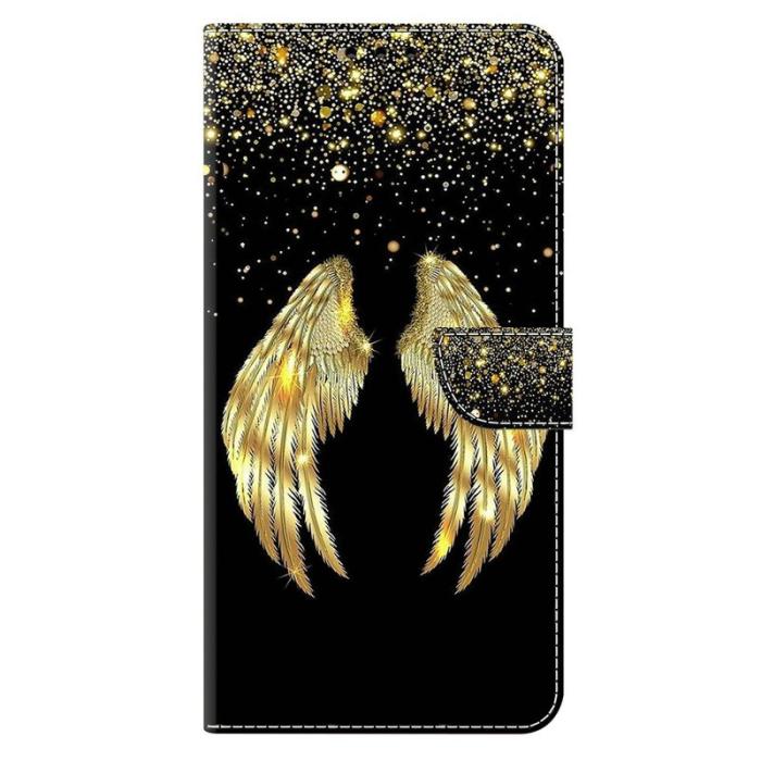 OEM - Samsung Galaxy A37 Plånboksfodral Konstläder Ställ - Guld Vinge