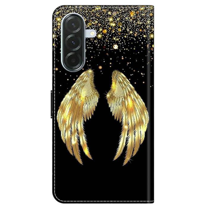 OEM - Samsung Galaxy A37 Plånboksfodral Konstläder Ställ - Guld Vinge