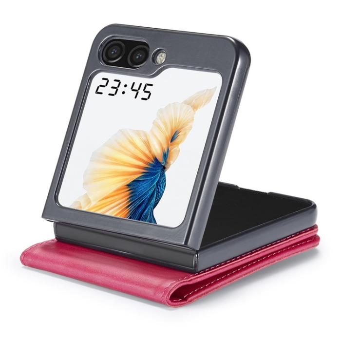 LC.imeeke - LC.IMEEKE Galaxy Z Flip 5 Mobilskal Korthållare Calf - Magenta