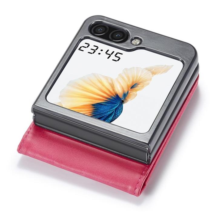 LC.imeeke - LC.IMEEKE Galaxy Z Flip 5 Mobilskal Korthållare Calf - Magenta