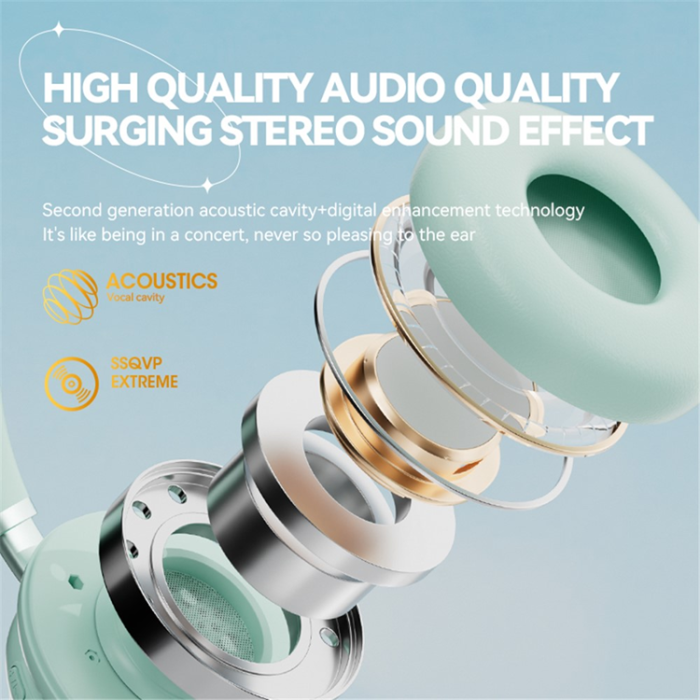 A-One Brand - Over-Ear Trådlösa Hörlurar för Barn Bluetooth Cat RGB-ljus KE-30