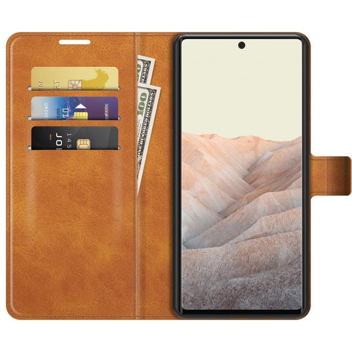 OEM - Folio Flip Läder Plånboksfodral Google Pixel 6 - Brun