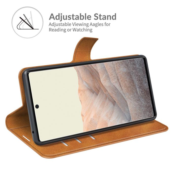 OEM - Folio Flip Läder Plånboksfodral Google Pixel 6 - Brun