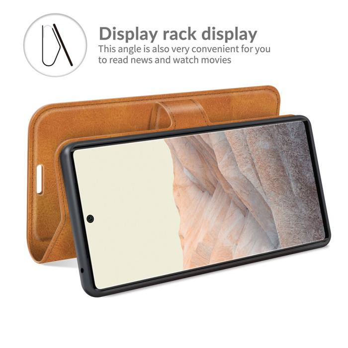 OEM - Folio Flip Läder Plånboksfodral Google Pixel 6 - Brun