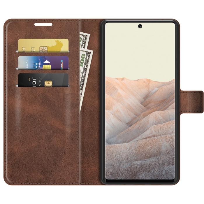 UTGATT1 - Folio Flip Läder Plånboksfodral Google Pixel 6 - Coffee
