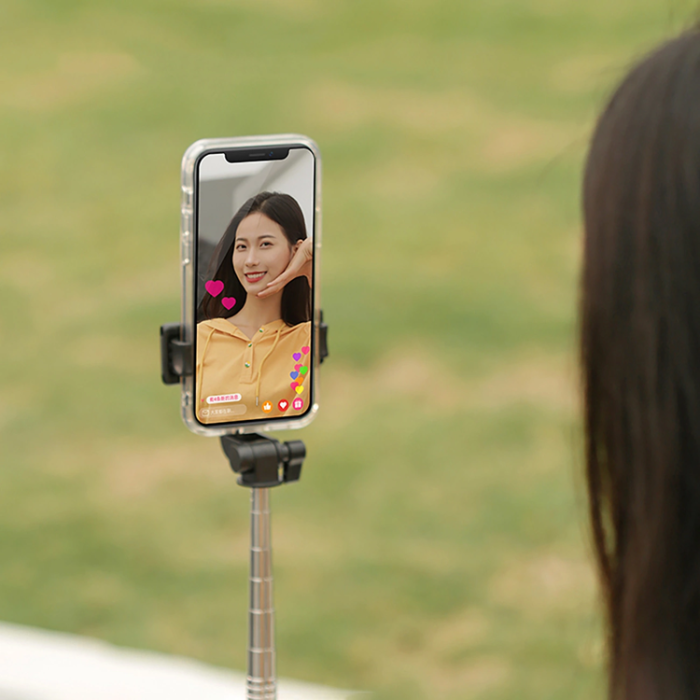 OEM - Selfiestick Teleskopstativ 1m med Telefonhållare - Svart