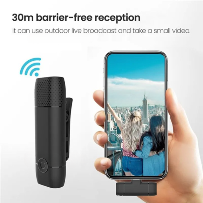 Lavalier - Lavalier Typ-C Trådlös Condenser Mikrofoner Bluetooth - Svart