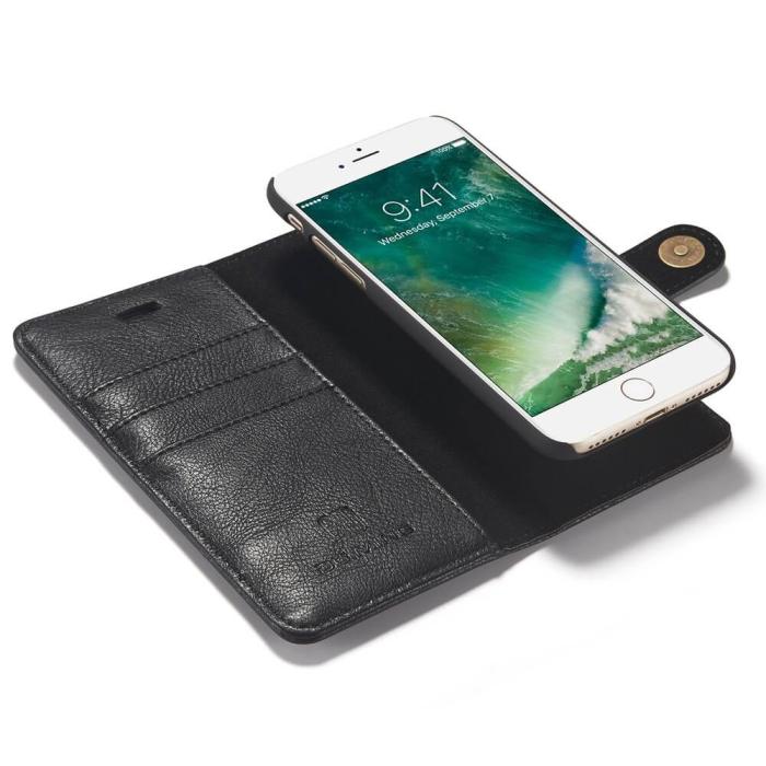 DG.MING - DG.MING Äkta Läder Plånboksfodral iPhone 7/8/SE 2020 - Svart