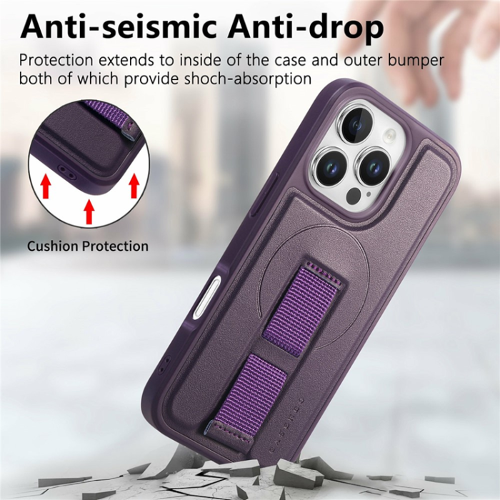 CASENEO - CASENEO iPhone 16 Pro Max Mobilskal MagSafe med Handrem - Lila