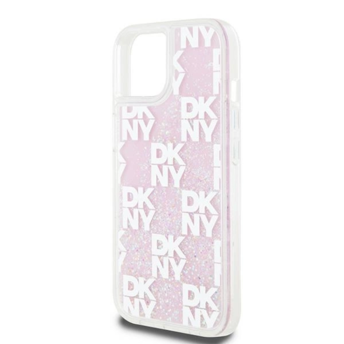 DKNY - DKNY iPhone 14 Mobilskal Liquid Glitter Multi Logo - Rosa