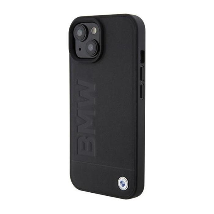 BMW - BMW iPhone 15 Skal Magsafe Läder Hot Stamp - Svart