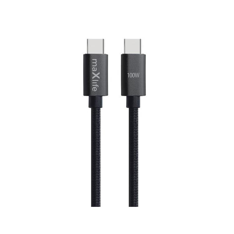 Maxlife USB-C - USB-C Kabel 2 m 100W - Svart | 3541 | AlltMobil