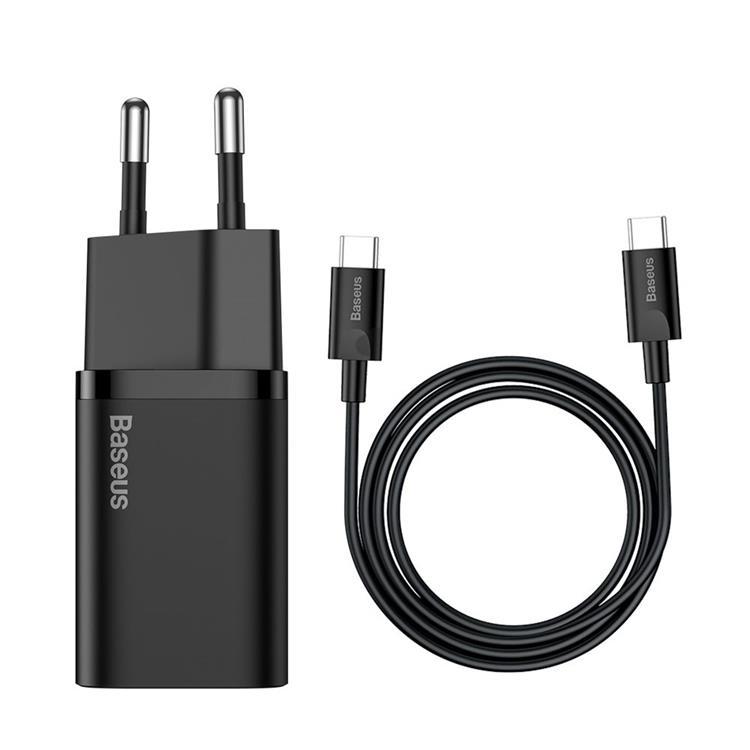Baseus EU Super Väggladdare USB-C Kabel 1m 25W - Svart | 505295 | AlltMobil