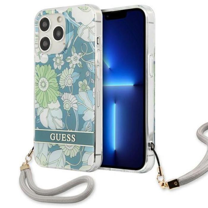 Guess - Guess iPhone 13 Pro Skal Flower Strap - Grön