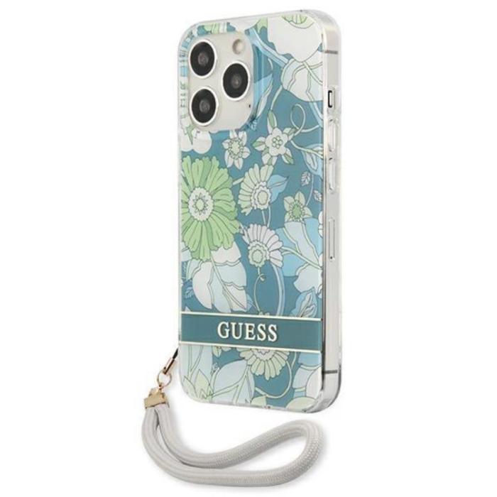 Guess - Guess iPhone 13 Pro Skal Flower Strap - Grön
