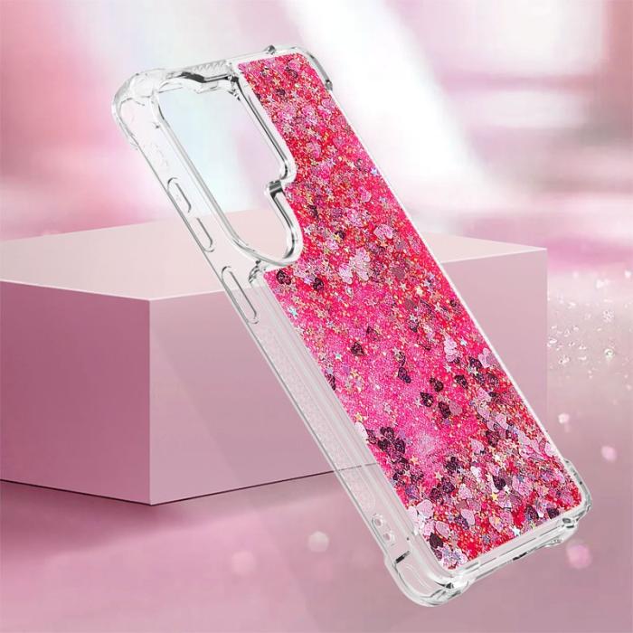 OEM - Mobilskal till Samsung Galaxy S26 Ultra TPU Glittrande Stötskydd Rosa / Hjärtar