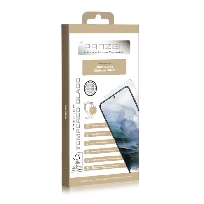 UTGATT1 - Panzer Härdat Glas Galaxy S22